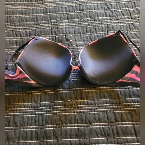 GILLY HICKS PUSH EM UP BRA PINK & NAVY STRIPES - Picture 2 of 3